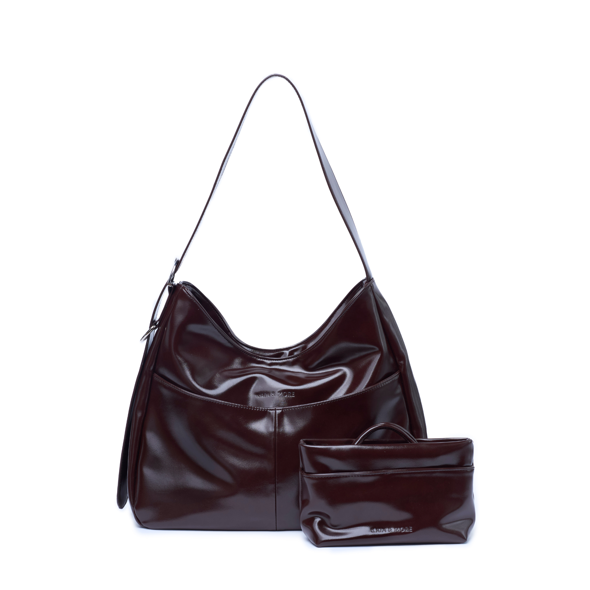 <b>melted chocolate duo</b> (mila shoulder bag + mila pouch)