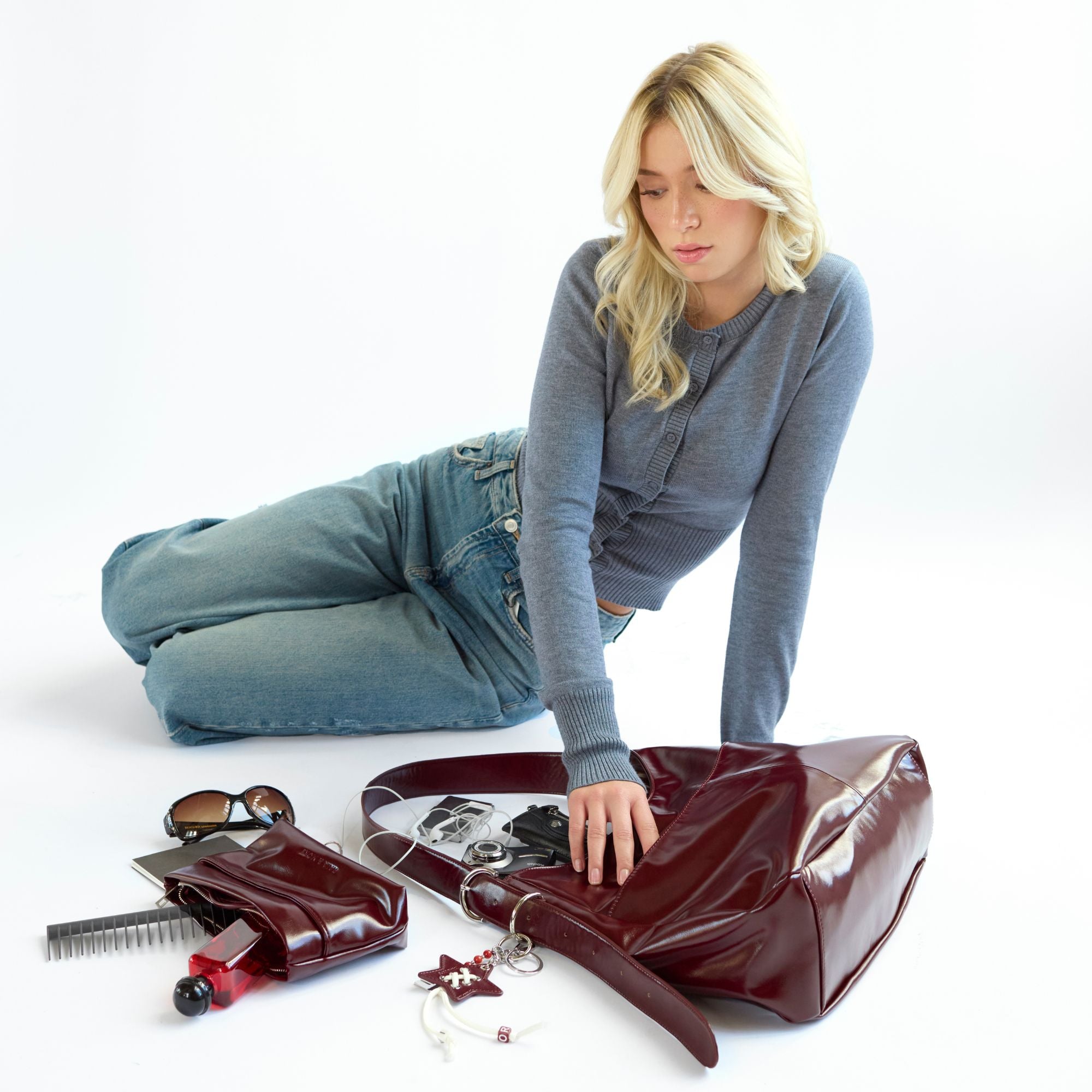 <b>wine dream trio</b> (mila shoulder bag + star charm + mila pouch)