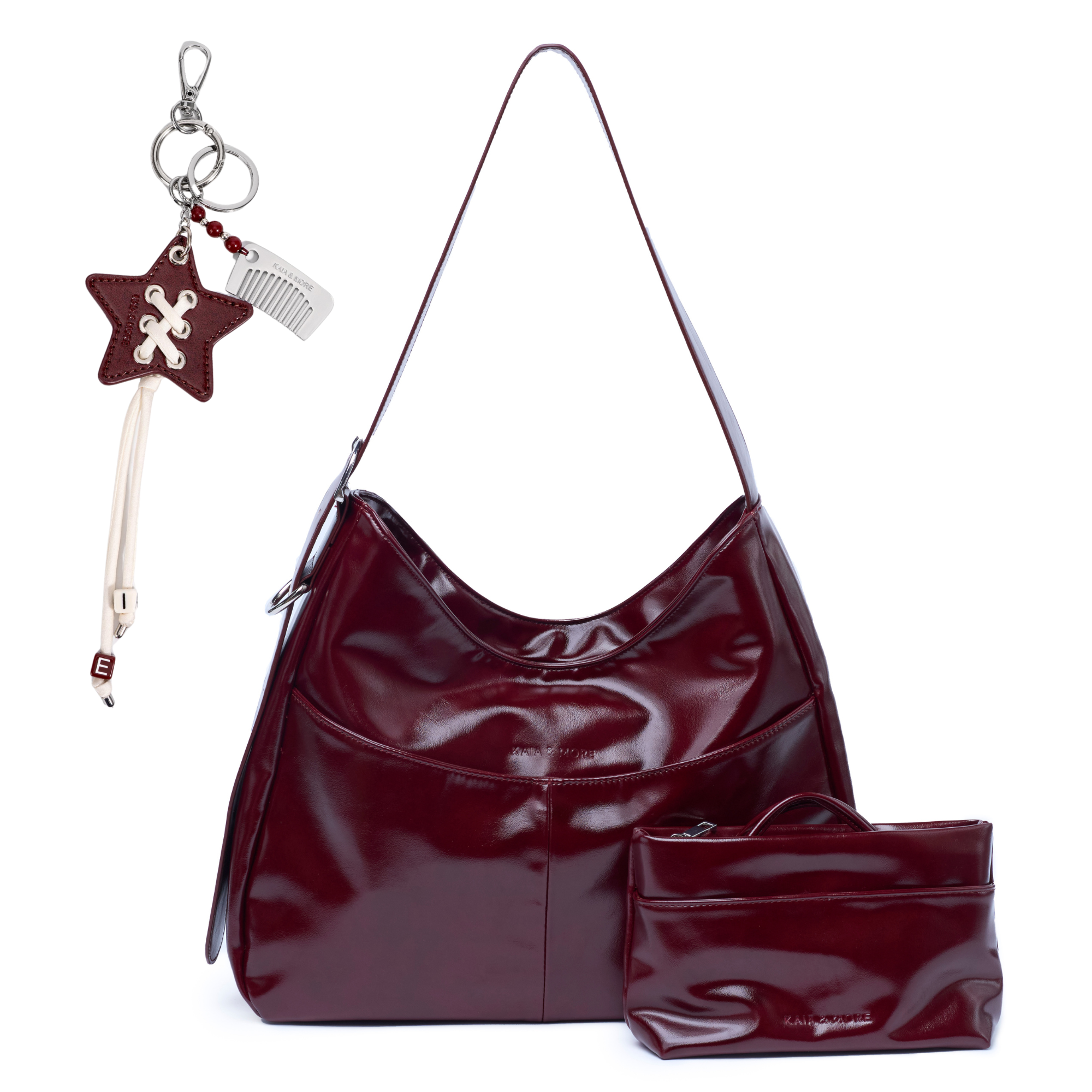 <b>wine dream trio</b> (mila shoulder bag + star charm + mila pouch)